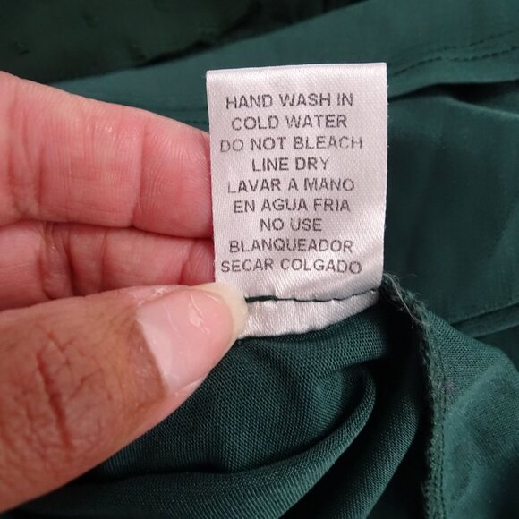 Entro Green Sheer Swiss Dot V-Neck Long Sleeve Blouse Top Women Size L - Picture 6 of 8